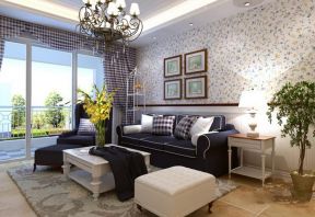 地中海风格93平二居客厅沙发墙装修效果图