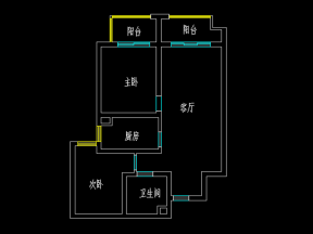 银盛泰浪琴海85平简中式风格装修平面图