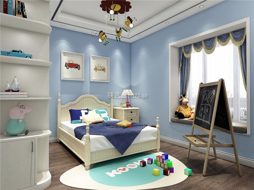 简约欧式风格儿童房间背景墙设计效果图片