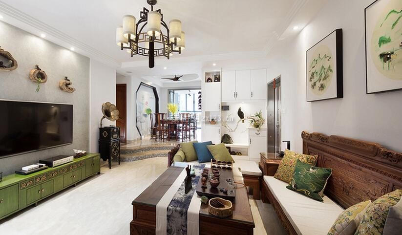 新中式风格客厅家具沙发装修装饰图