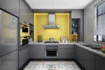 U型厨房灰色橱柜装修设计图