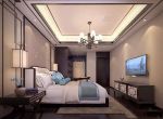 华侨城纯水岸三期150平米三居室新中式风格卧室装修效果图