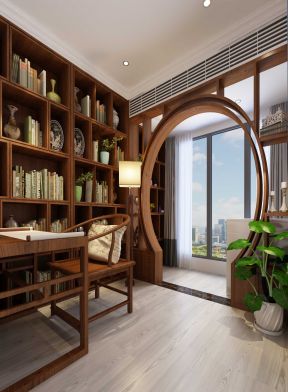 新中式风格酒店阅览室装修效果图