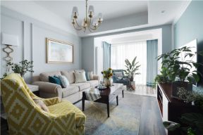 2023小美式100平三居客厅沙发墙设计效果图片