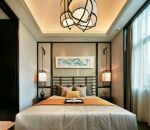 新中式风格别墅卧室床头设计效果图