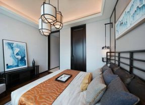 210平新中式风格别墅卧室吊灯图片