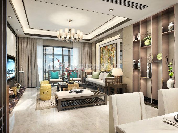  新中式风格客厅设计 2020大气新中式风格客厅设计效果图片