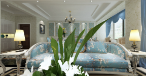 晨光绿景花园三居150平法式风格客厅沙发效果图