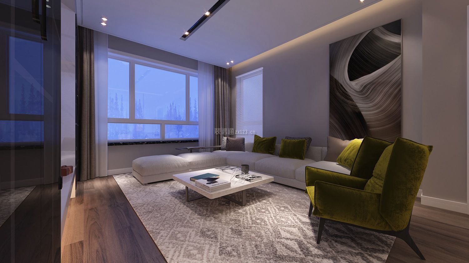 现代风格75平二居室客厅沙发墙装修效果图