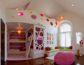 女生儿童房屋高低床造型设计图片