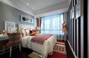 现代欧式风格110平三居卧室窗帘设计图片