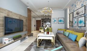 华都金色兰庭现代简约98平三居室客厅装修案例