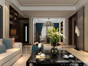 海能国际新中式150平三居室客厅装修案例
