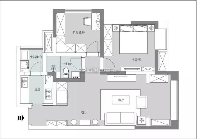 75平方米二居室戶型設計圖