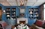 2023休闲美式风格客厅蓝色壁柜装修效果图片