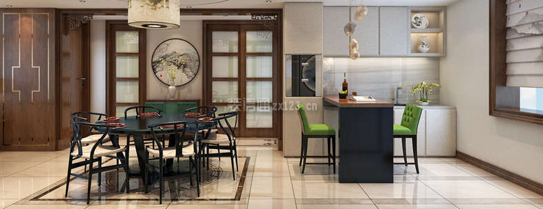 新中式饭厅装修效果图 2020家庭饭厅设计图 