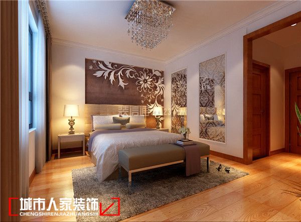 亞泰杏花苑三居112平現(xiàn)代風(fēng)格臥室床頭背景墻設(shè)計(jì)