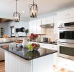 2023开放式家装厨房橱柜黑色台面设计图片