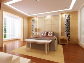新中式风格230平米复式卧室背景墙装修效果图