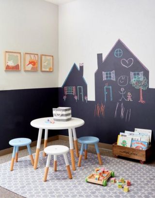 儿童房休闲区背景墙设计实景图
