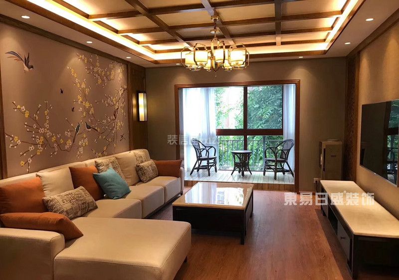 新中式客厅沙发背景墙装饰画 2020大型新中式客厅装修效果图