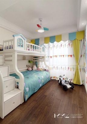 140平简美式三居儿童房间窗帘搭配设计图片