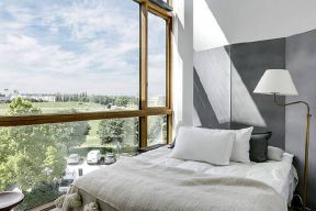 北欧风格82平米公寓卧室窗户装修图片