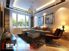 万龙丽水湾两居95平现代风格客厅沙发背景墙设计