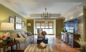 简美式风格110平方米三室客厅颜色搭配设计图片