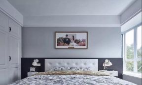 现代北欧风格89平二居卧室床头挂画搭配装修图片