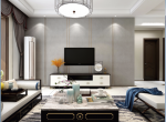 新中式风格120平米三居客厅电视墙家装效果图