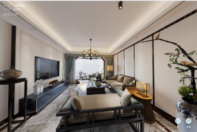 新中式风格100平方米三居室客厅装修效果图