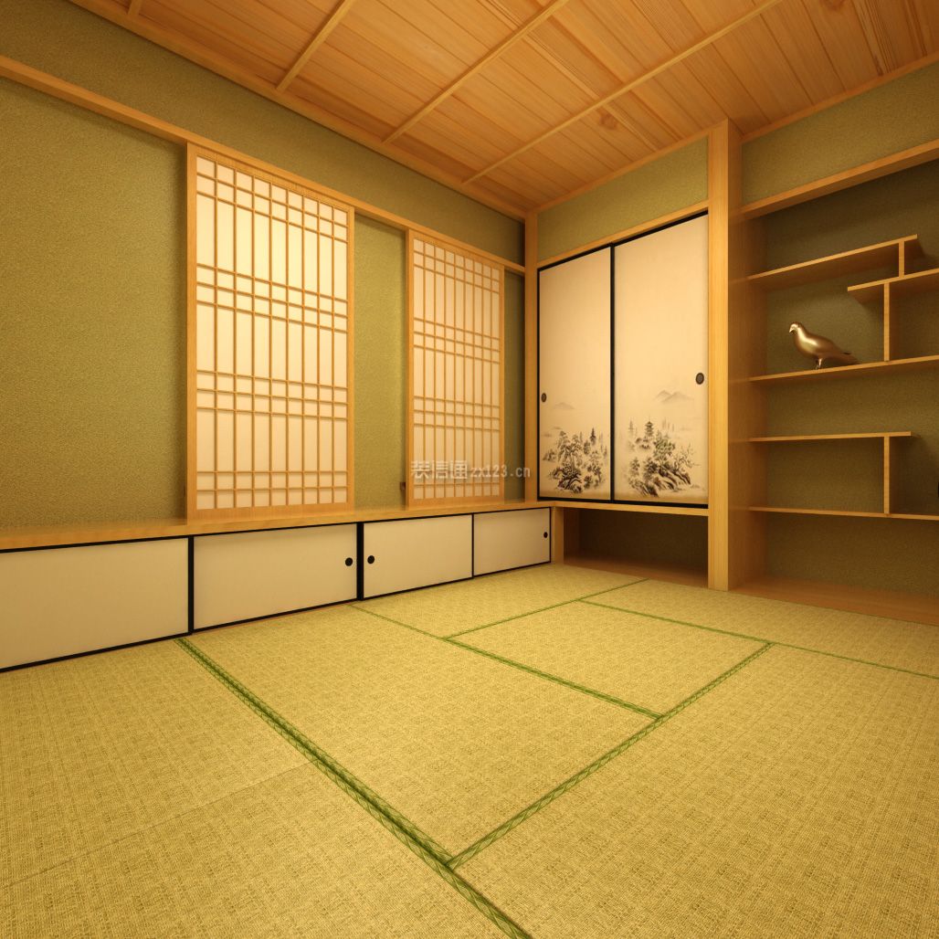 日式风格榻榻米房间柜子装修效果图