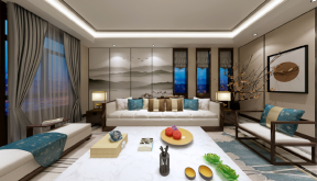 新中式风格200平米四居客厅装饰效果图