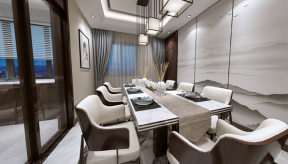 新中式风格200平米四居餐厅装饰效果图