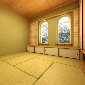 日式风格榻榻米房间采光窗户装修效果图
