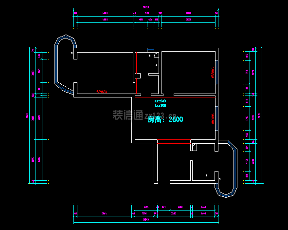 87平米兩居室戶型平面圖