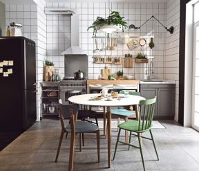 北欧风格98平米小户型餐厅厨房设计图片