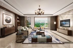 新中式风格170平四居室客厅吊灯设计效果图