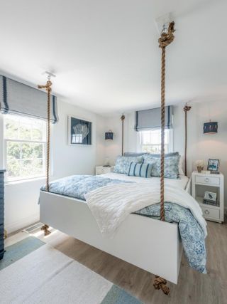 北欧风格海景别墅卧室个性吊床设计图片