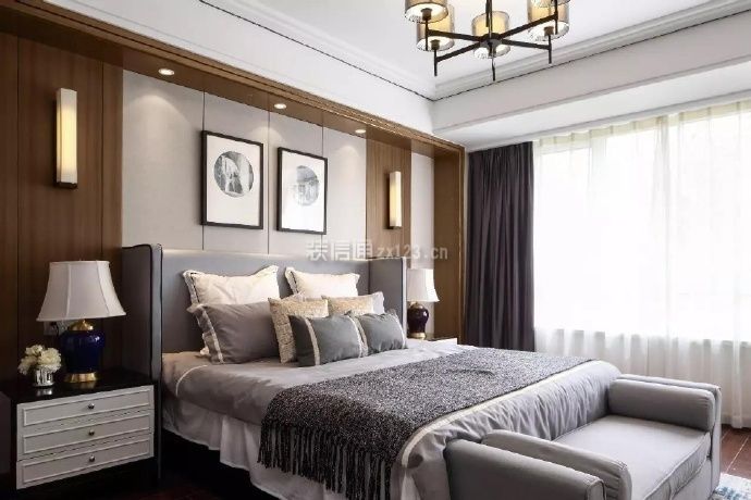 2023现代中式风格三居卧室床头台灯设计图