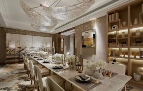2020别墅餐厅创意灯具图片 长餐桌 长餐厅装修效果图