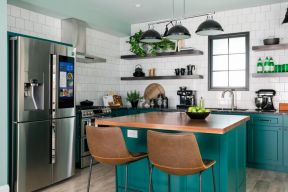 2020厨房绿色橱柜效果图 2020厨房绿色橱柜图片 