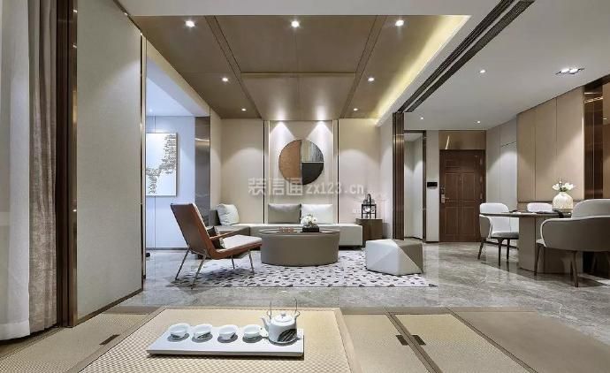 日式风格86平米二居客厅沙发墙设计效果图片