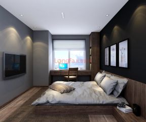 现代简约95平二居室卧室电视墙设计效果图