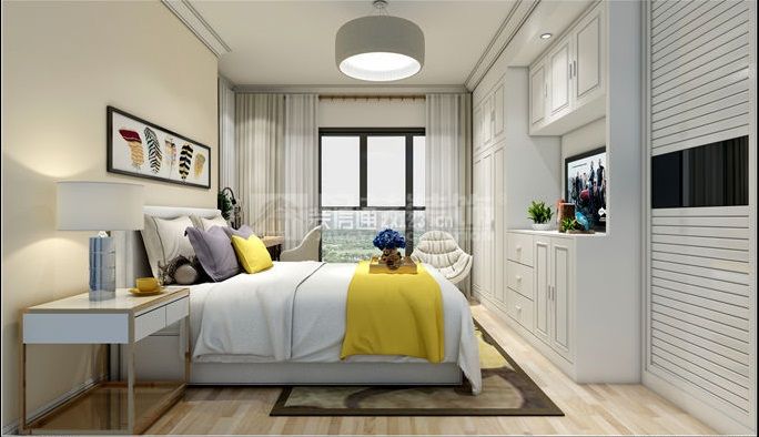 丽晶国际105㎡北欧风格三居室卧室装修效果图