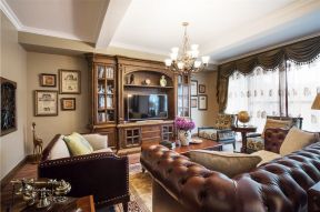 美式古典客厅效果图 2020美式风格电视柜设计图片