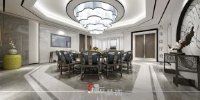 新中式别墅餐厅装修效果图 2020新中式餐厅吊顶图 