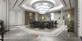 新中式风格200平米别墅餐厅装修效果图