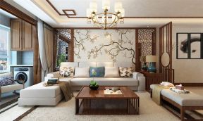 现代中式房屋客厅实木茶几设计图片